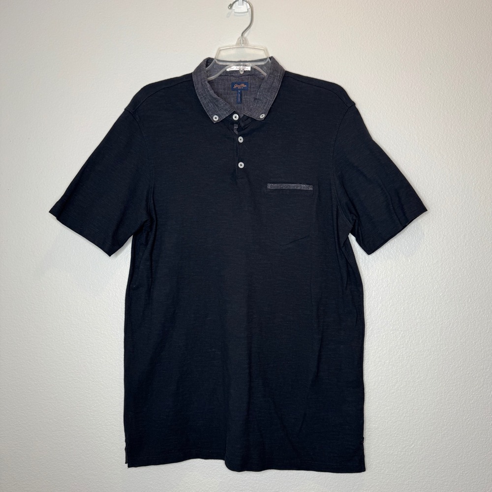 GOOD MAN Brand‎ Polo LARGE Cotton Twill & Knit Button Down Collar Casual Golf